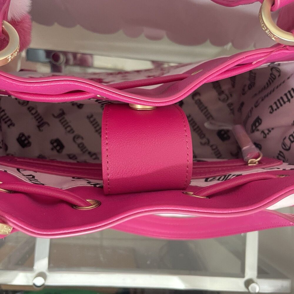 New Juicy Couture Scottish Dogs Tote Velvet Crest Drawstring Tote Handbag Charm - Picture 7 of 9